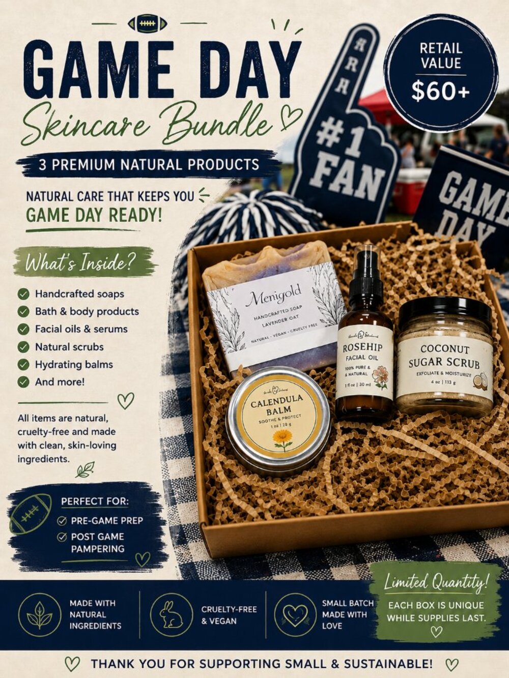 Game Day Bundle | Natural Skincare Mystery Box | $60+ Retail Value